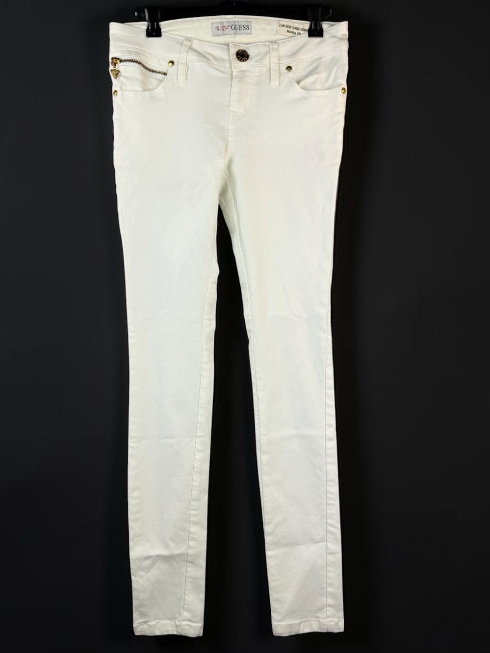 Guess Women's Stretch Pants Sz 29 Low Rise Super Skinny White Y2K Rocker